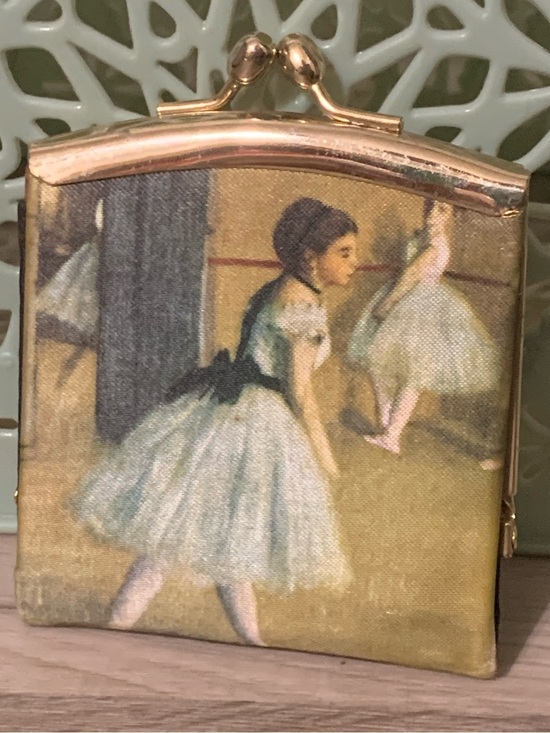 Handbags - Vintage Italian Degas Ballet Print Kiss-Lock Coin Purse in Cream and Gold HTF